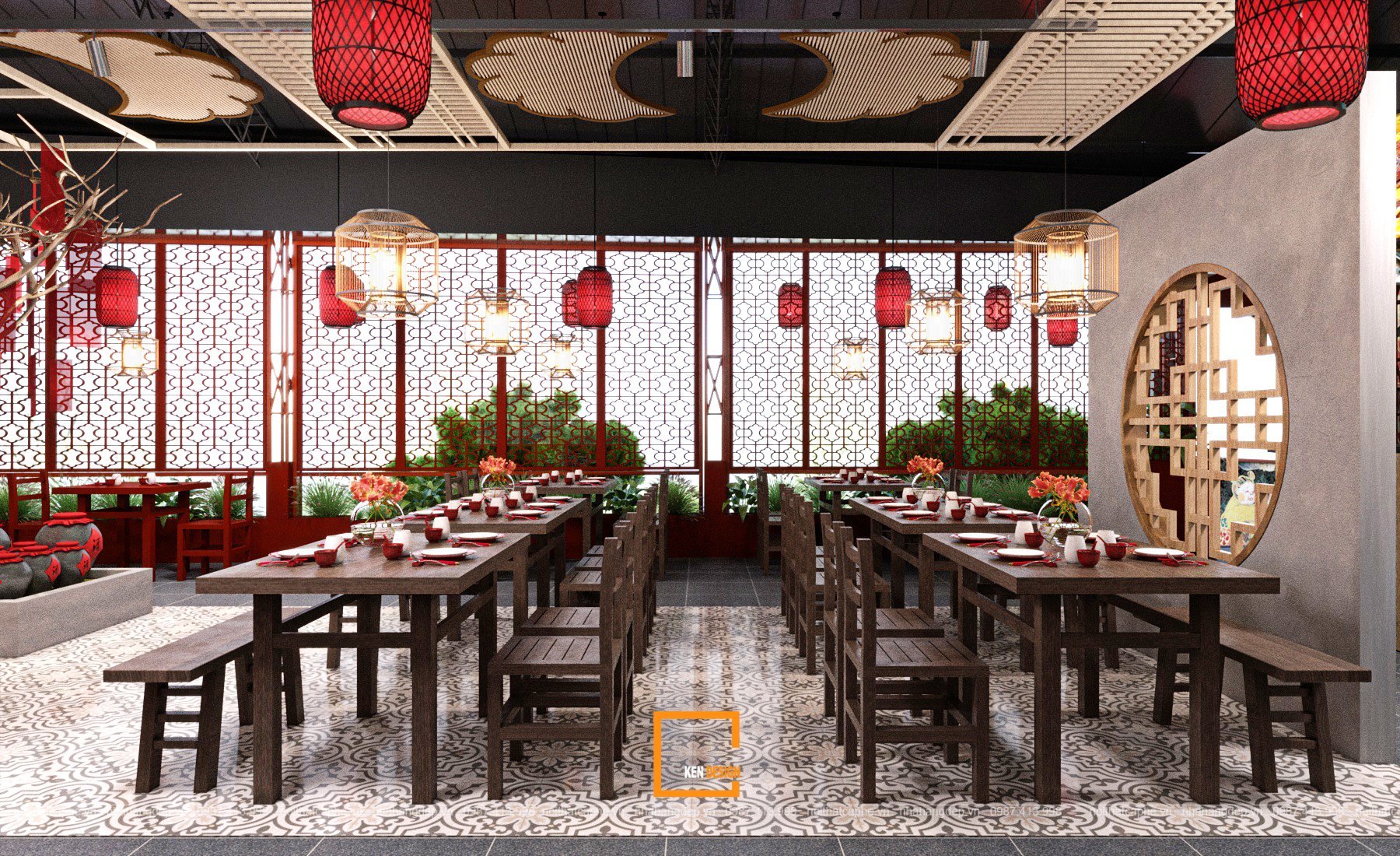thiết kế nội thất nhà hàng hảo chu