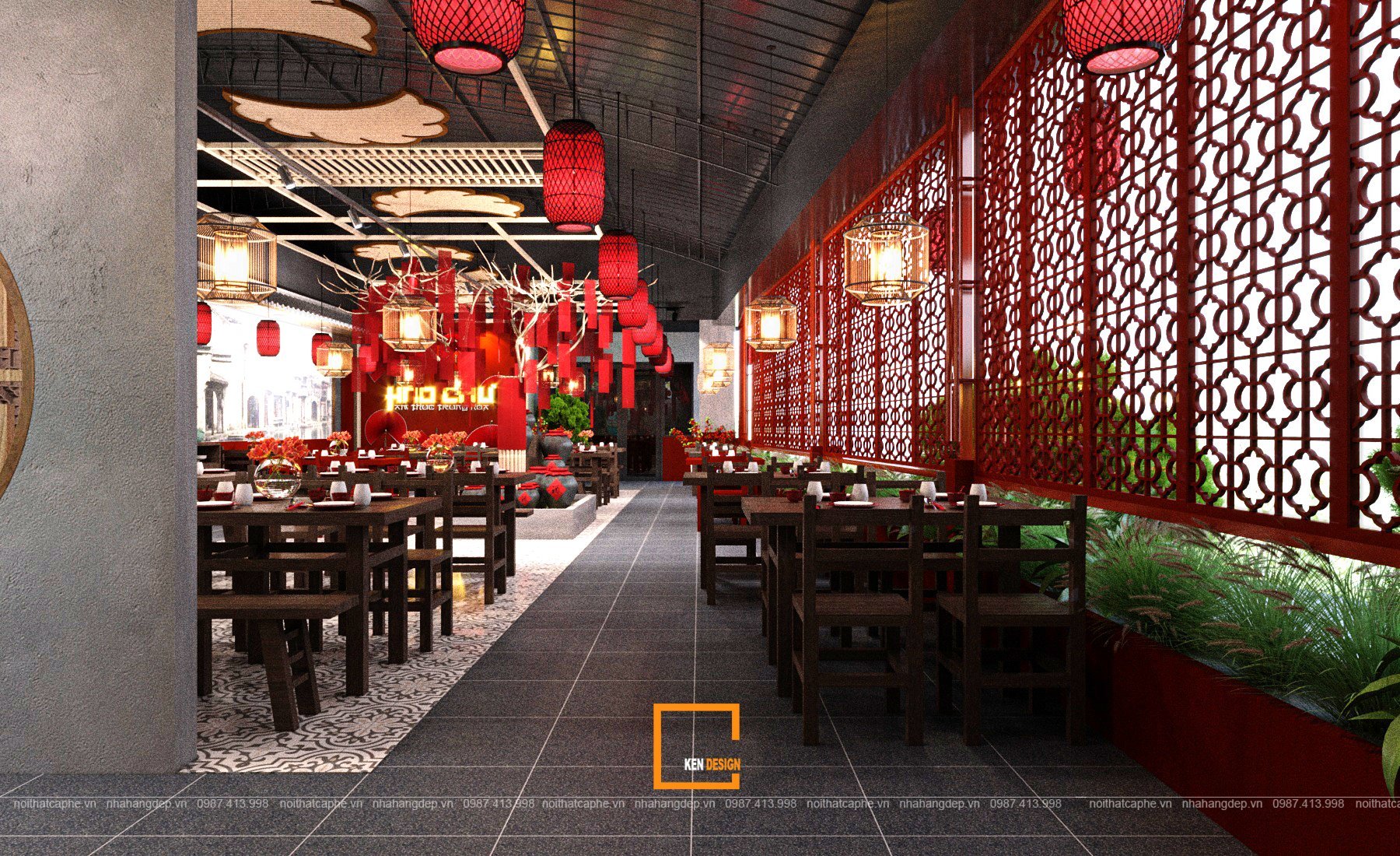 thiết kế nội thất nhà hàng hảo chu
