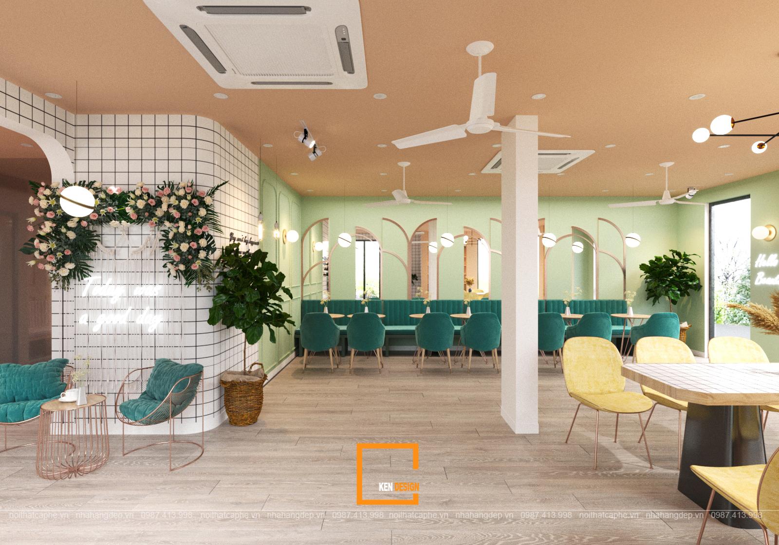 nội thất quán cà phê Kat Coffee & Tea