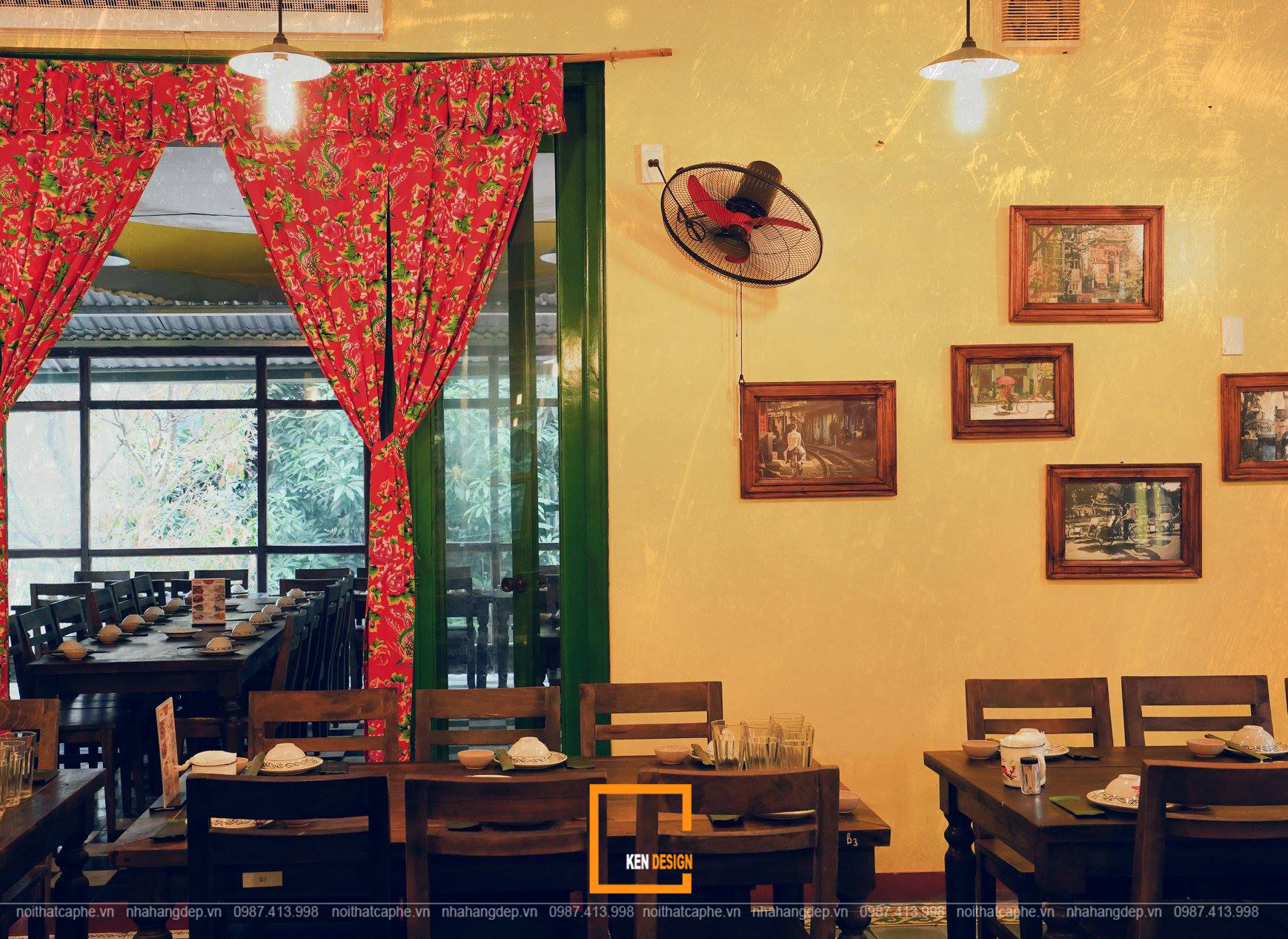 không gian nhà hàng bò tơ quán mộc
