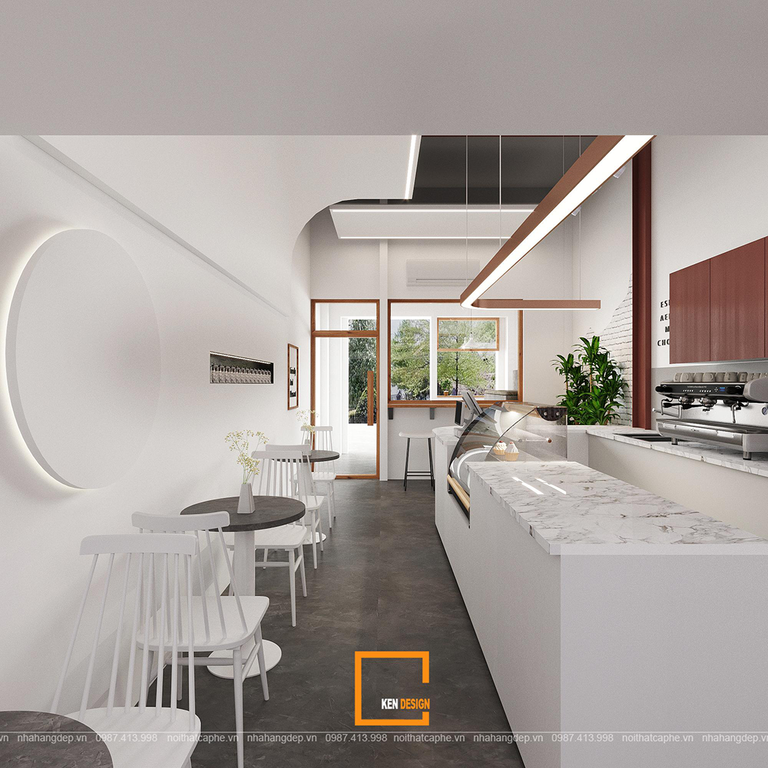 thiết kế nội thất quán cafe nhà ống