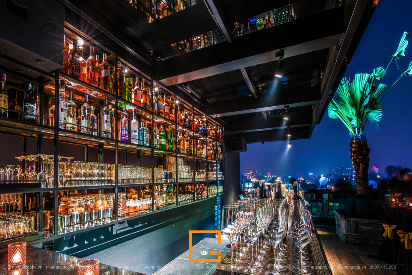 thiết kế nội thất quán bar rooftop