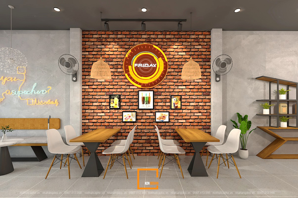 thiết kế nội thất quán Friday Breakfast & Tea