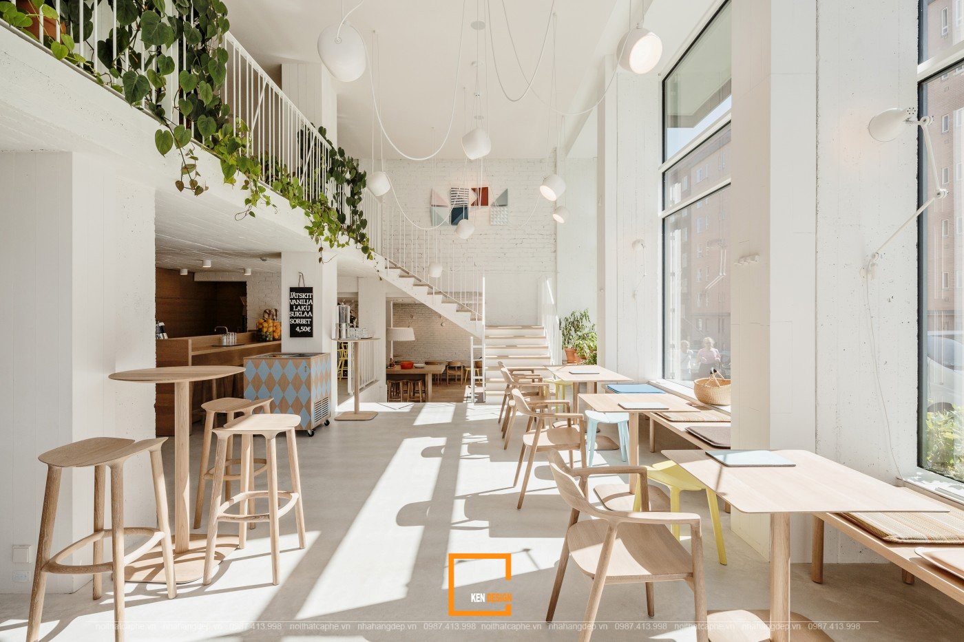 thiết kế nội thất quán cafe phong cách tối giản