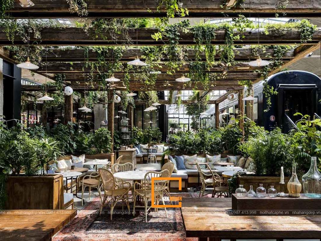 nội thất quán cafe không gian xanh