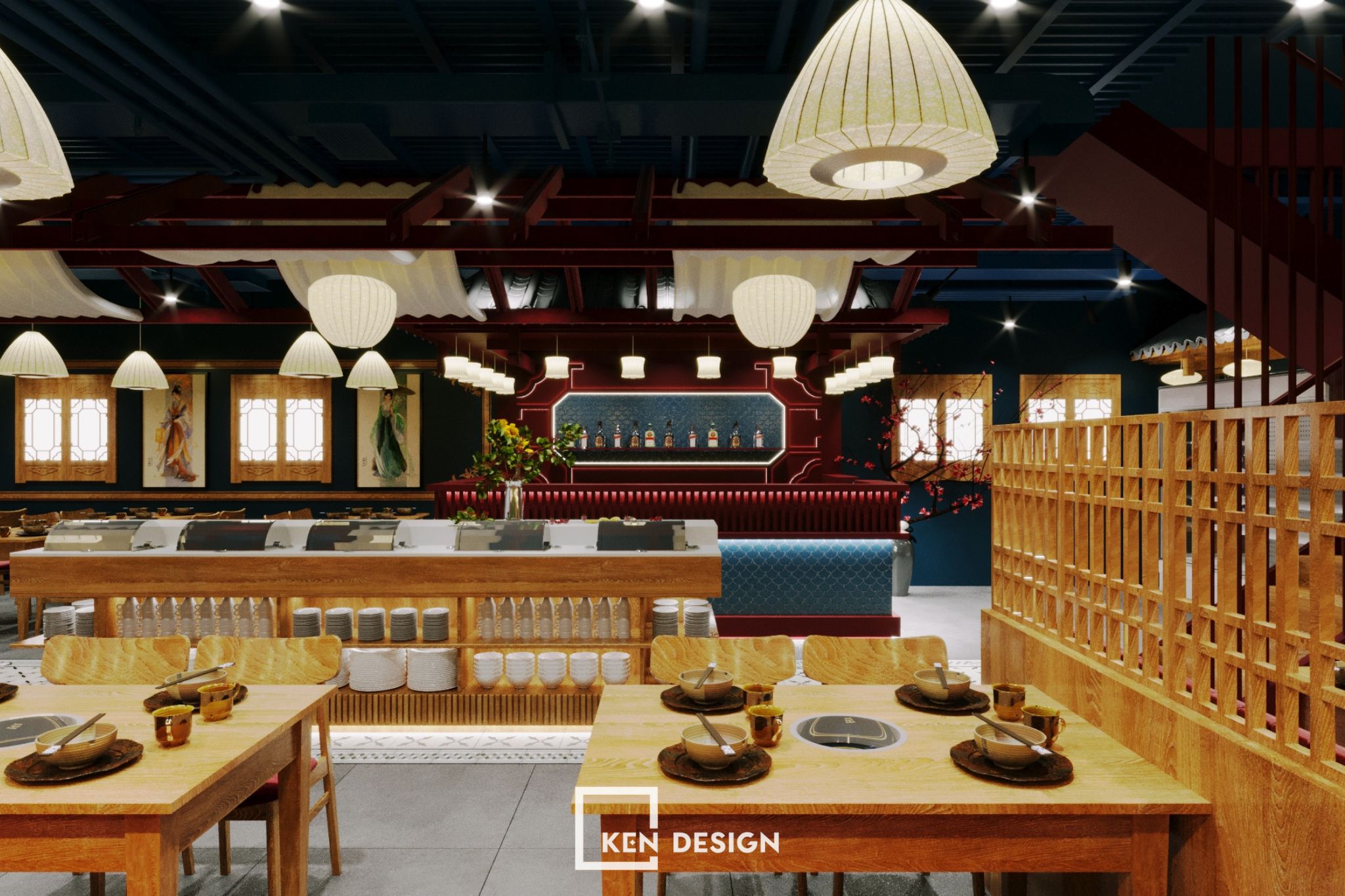 thiết kế nhà hàng Chuan Yue Shi Kong