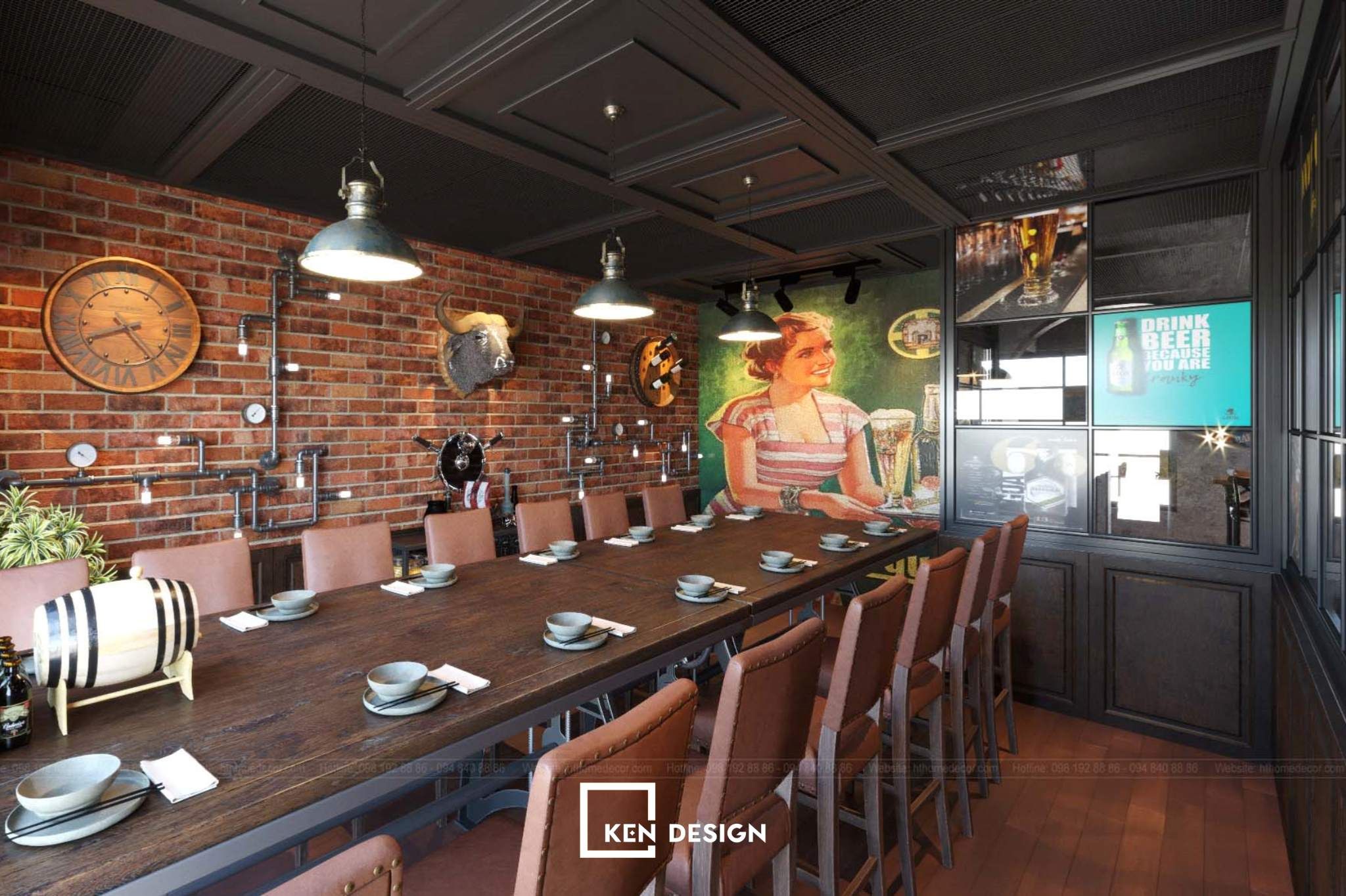 mẫu thiết kế nhà hàng beer club