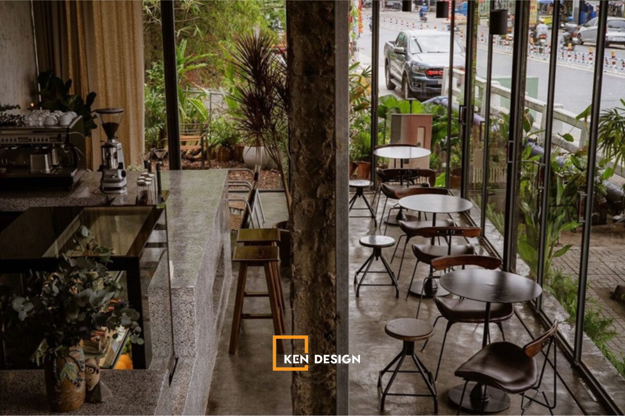 Phong cách industrial cho quán cafe diện tích nhỏ